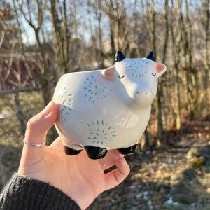 Charming Cow Planter - White and Black